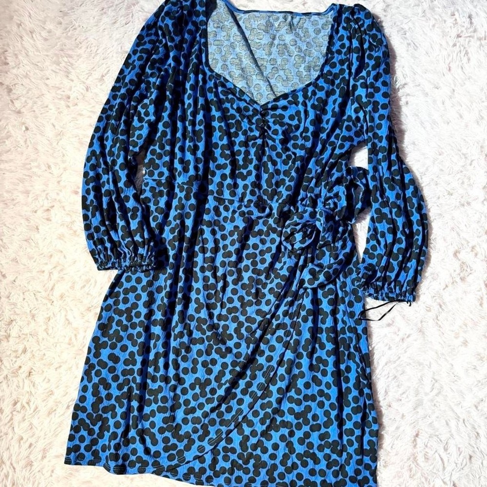 Retro Polka Dot Pinup Whimsical Wrap Dress Womens 2X Fairytale Nostalgia Dark